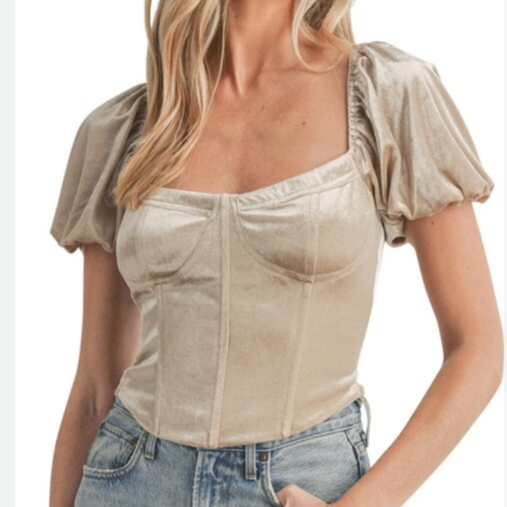 All in Favor Cream Puff Sleeve Blouse